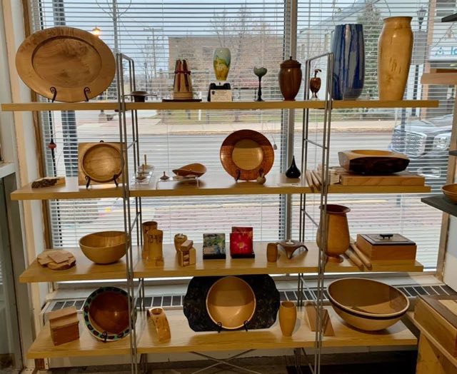 Wood-turned bowls and vases on display at On the Avenue Gallery