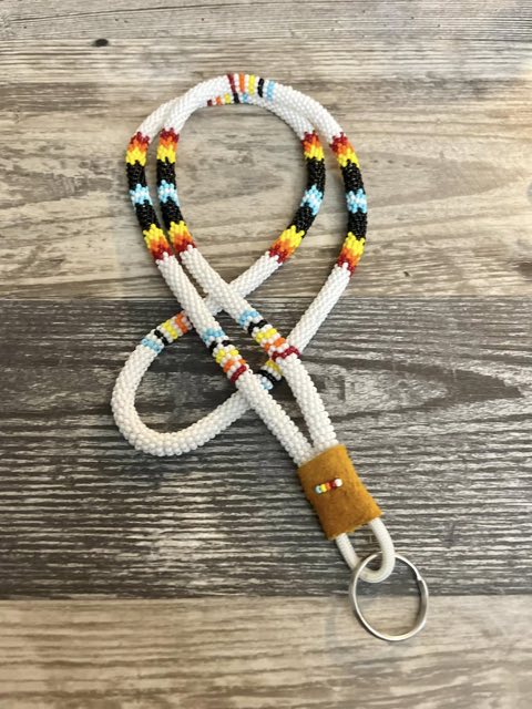 Hand-beaded keychain lanyard