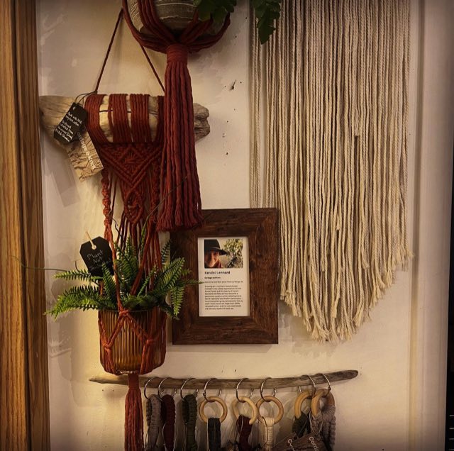 Macrame wall display by Kendel Lennard of Cordage & Knot