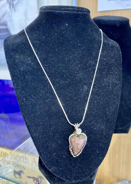 Wire-wrapped heart pendant necklace