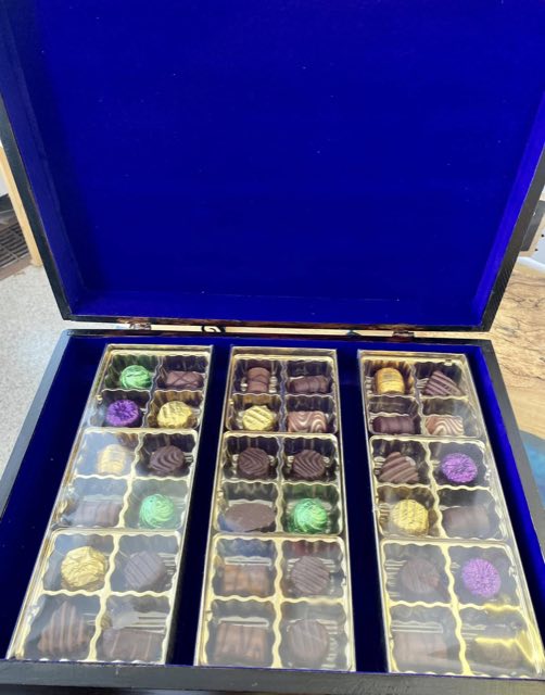 Handmade chocolates in a keepsake box