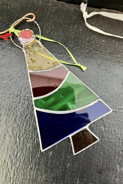 Stained glass Christmas tree ornament