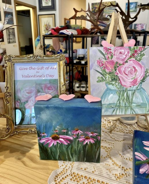 Valentine's Day floral painting display